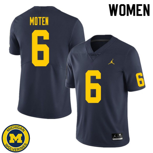 Women Michigan Wolverines #6 R.J. Moten Navy Alumni Jersey